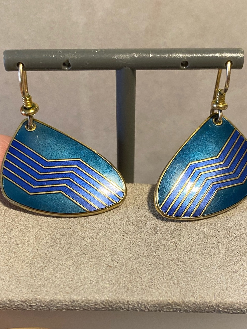 Vintage 1980s Laurel Burch cloisonné enamel Dangle earrings.